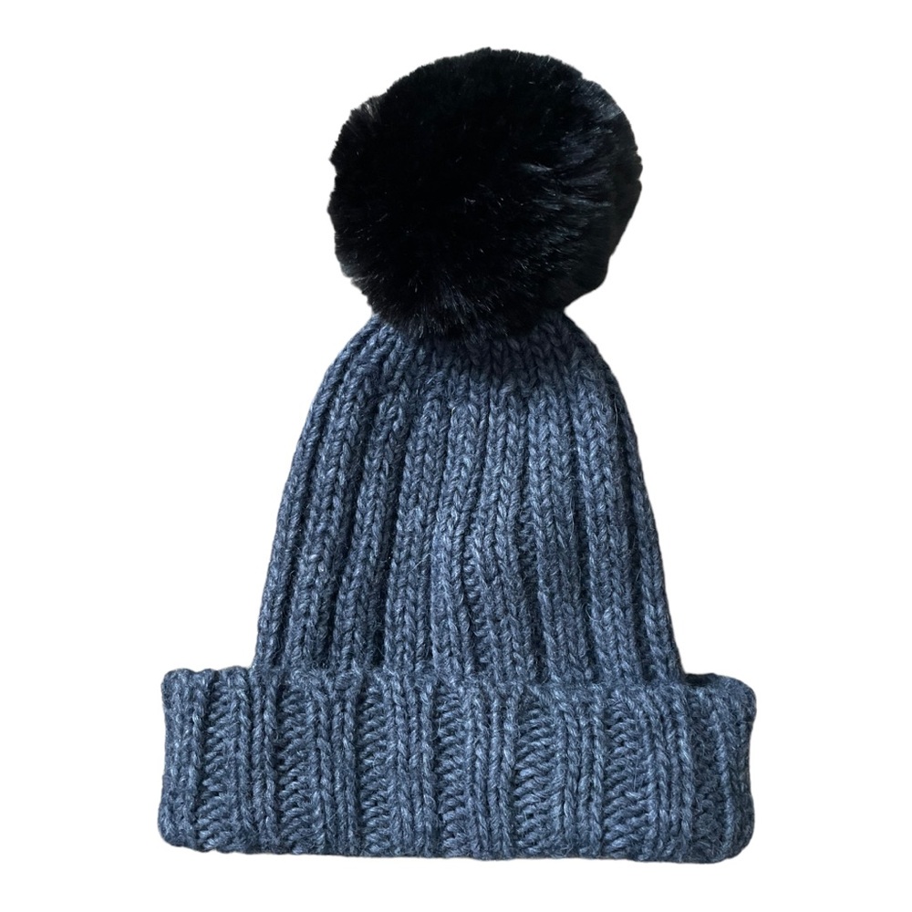 fratellitalli  Alpaca Wool Blend Knit Winter Hat Faux Fur Pom Pom